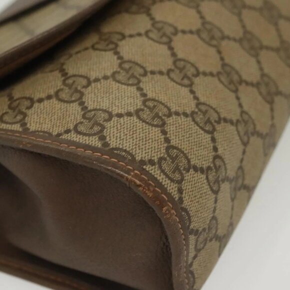 GUCCI GG Supreme Web Sherry Line Clutch Bag PVC Beige 156 01 031 Auth 139574 - Picture 5 of 16